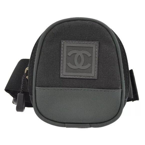 Chanel Sports Line Leg Bag Pouch Black Green Nylon - Picture 1 of 12